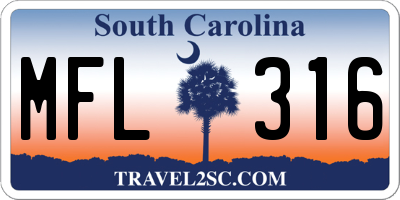 SC license plate MFL316