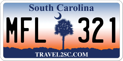 SC license plate MFL321