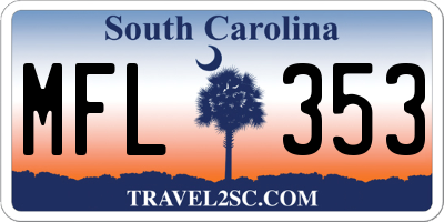 SC license plate MFL353
