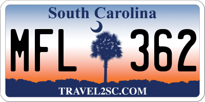 SC license plate MFL362