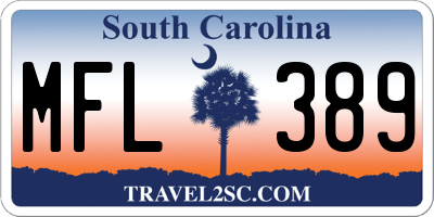 SC license plate MFL389