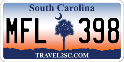 SC license plate MFL398