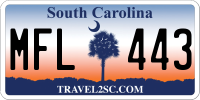 SC license plate MFL443