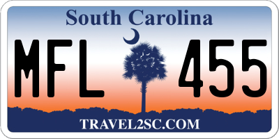 SC license plate MFL455