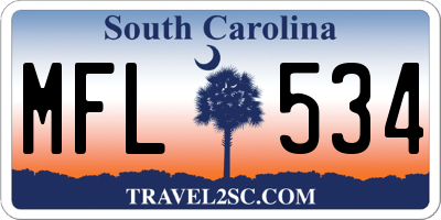 SC license plate MFL534