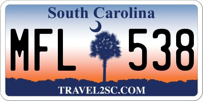 SC license plate MFL538