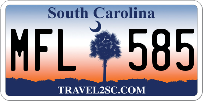 SC license plate MFL585