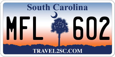 SC license plate MFL602