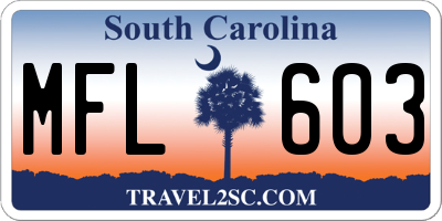 SC license plate MFL603