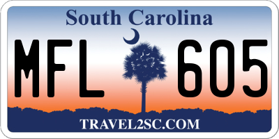 SC license plate MFL605