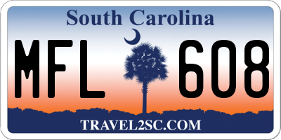 SC license plate MFL608