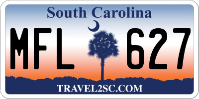 SC license plate MFL627