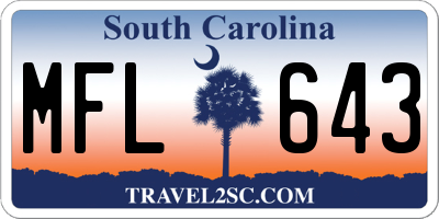 SC license plate MFL643
