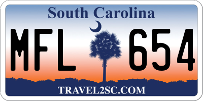 SC license plate MFL654