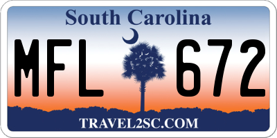 SC license plate MFL672