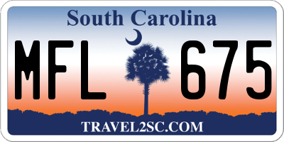 SC license plate MFL675