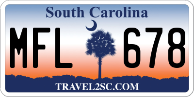 SC license plate MFL678