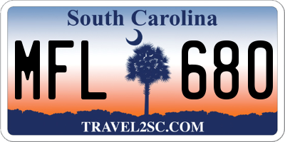 SC license plate MFL680
