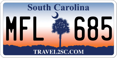 SC license plate MFL685
