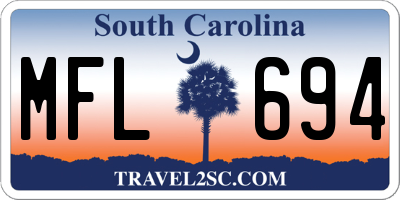 SC license plate MFL694