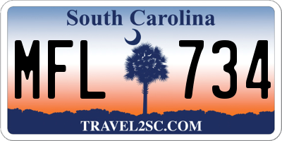 SC license plate MFL734