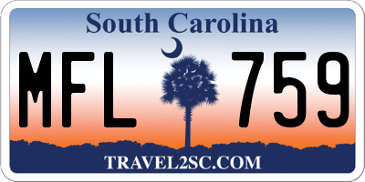 SC license plate MFL759