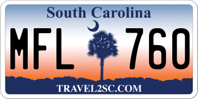 SC license plate MFL760