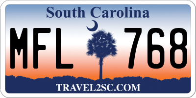 SC license plate MFL768
