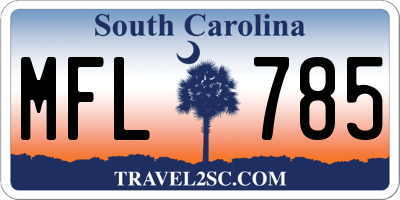 SC license plate MFL785