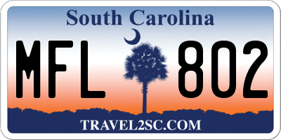 SC license plate MFL802