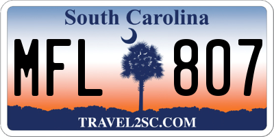 SC license plate MFL807