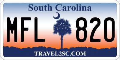 SC license plate MFL820