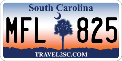 SC license plate MFL825