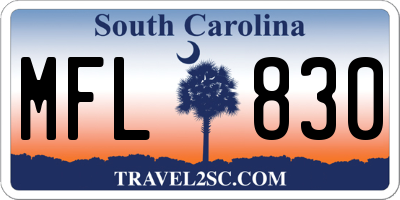 SC license plate MFL830