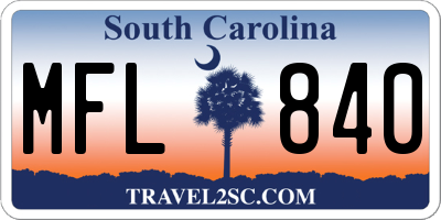 SC license plate MFL840