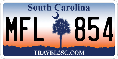 SC license plate MFL854