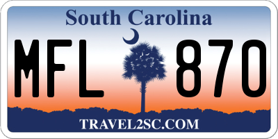 SC license plate MFL870