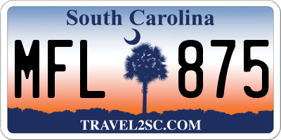 SC license plate MFL875