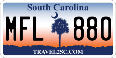 SC license plate MFL880