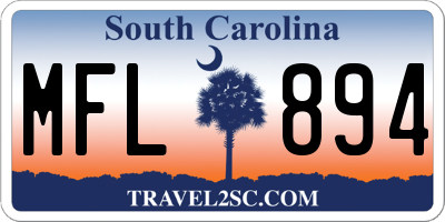 SC license plate MFL894