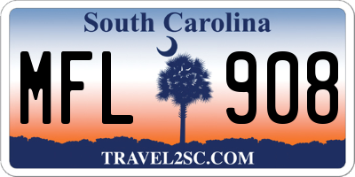 SC license plate MFL908