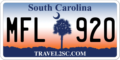 SC license plate MFL920