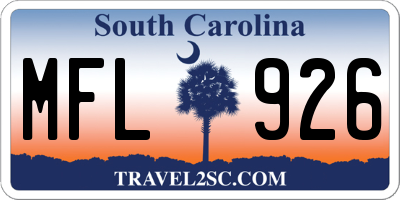 SC license plate MFL926