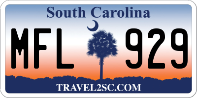 SC license plate MFL929