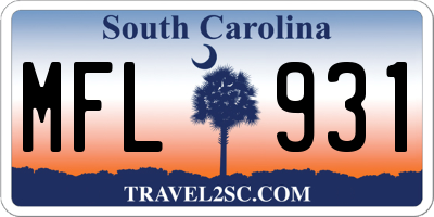 SC license plate MFL931