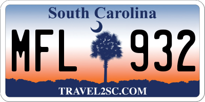 SC license plate MFL932