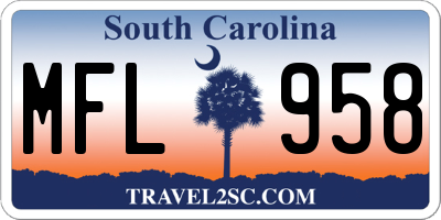 SC license plate MFL958