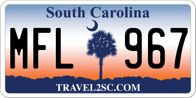SC license plate MFL967