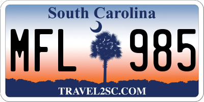 SC license plate MFL985