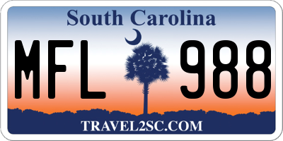 SC license plate MFL988